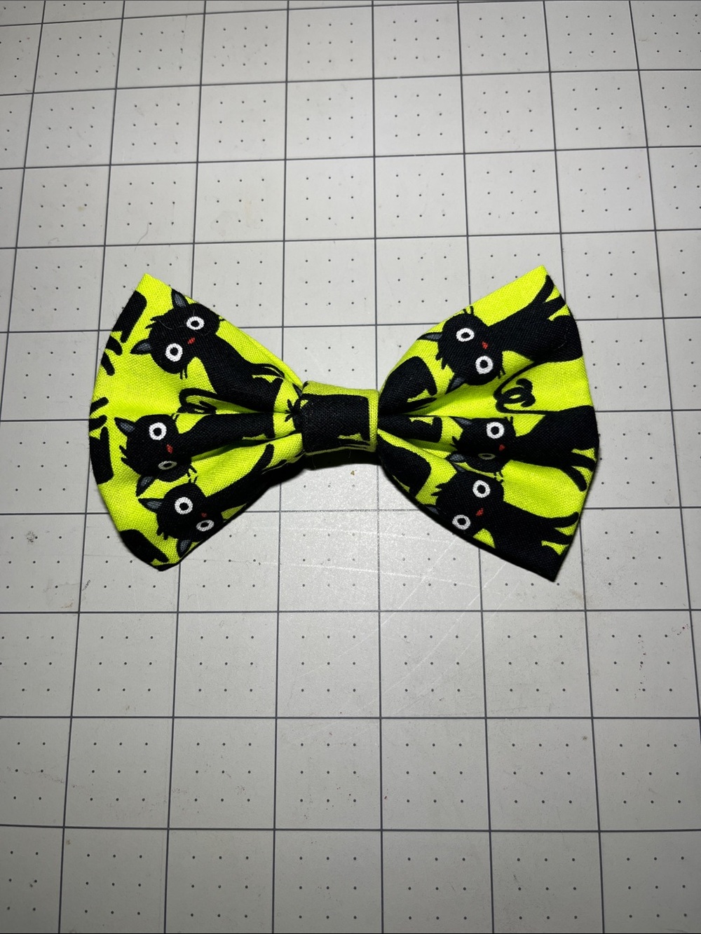 Kids Neon green Black Cat Bow Hair Clip